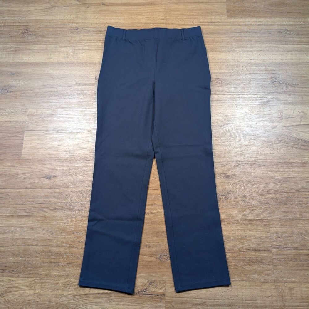 Quince Ponte Straight Leg Pull On Pants Womens Sz M Blue Stretch Business Casual